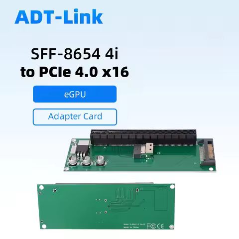 ADT-Link SFF-8654 4i (SlimSAS 4i) To PCIe 4.0 X16 External GPU Adapter Gen4 Riser Card for Graphics 