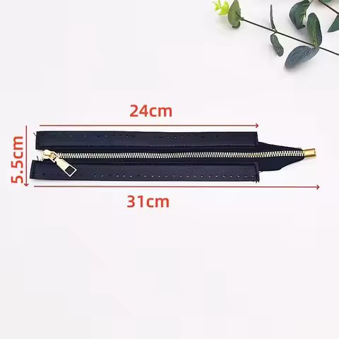 DIY Handmade Bag Zipper 24cm Pu Metal Zipper Woven Bag Accessories 24cm DIY Handmade Bag Zipper Acce