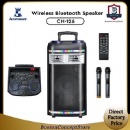 BOSTON Avcrowns Karaoke CH-126 Wireless Bluetooth Speaker / Rechargeabe / P.M.P.O 10000W / 2 Wireless Mic