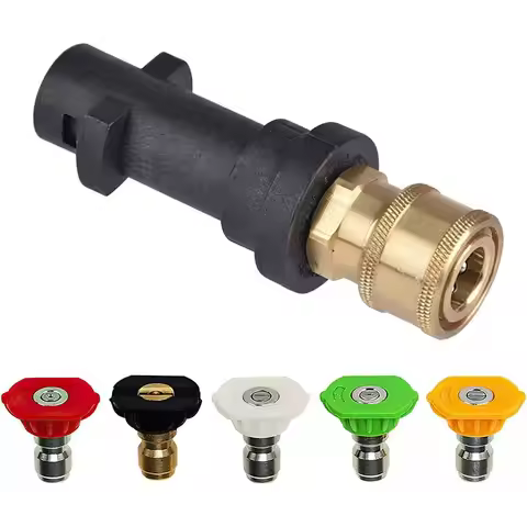 Pressure Washer Adapter for K2 K3 K4 K5 K6 K7, Karcher Quick Connect Adapter with 5 Power Nozzle Tip