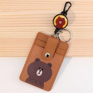 Line Brown Bear Ezlink Card Holder With Retractable Leash &amp; Keyring