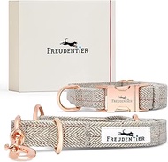 FREUDENTIER® Dog Collar and 3-Way Adjustable Lead (2 m) in Elegant Set, Elegant Gift Box, Easy to Cl
