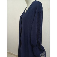 Preloved Abaya Button Half Open Cardi Dark Blue with Tangan Ukhti