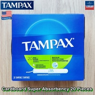 Tampax® Cardboard Super Tampons 20 40 Count ผ้าอนามัยแบบสอด สำหรับวันมามาก ปราศจากน้ำหอม สีย้อม และส