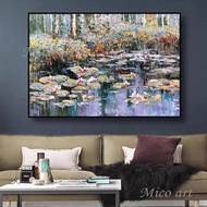 Ultra Modern 100% Monet Lotus Flower ภาพวาดสีน้ำมันผ้าใบ Wall Art Unframed ภาพวาด Wall Picture Artwork