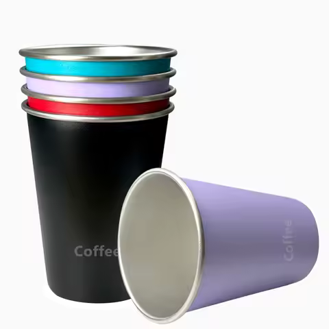 4PCS Stainless Steel Coffee Mugs Colorful Pint Cup Stackable 350ml Drinking Glasses for Travel Party