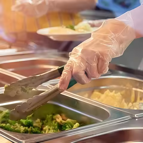 Disposable PE Gloves - Individually Wrapped Plastic Food Service Gloves for Barbecue, Catering & Tak