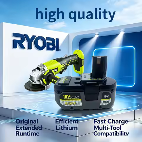 100% Original RYOBI 18V One+ P108 Battery, Long-lasting Rechargeable Li-ion Battery for P104 P107 RB