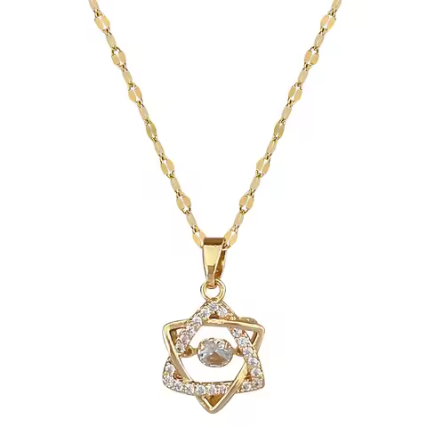 Stainless Steel Jumping David Star Six Stars Dynamic Necklace Instagram Unique Design Versatile Crys
