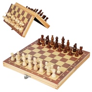 Wooden International Chess Set Wooden Chess Board Games Checkers Puzzle Game for Kids Chess Board
