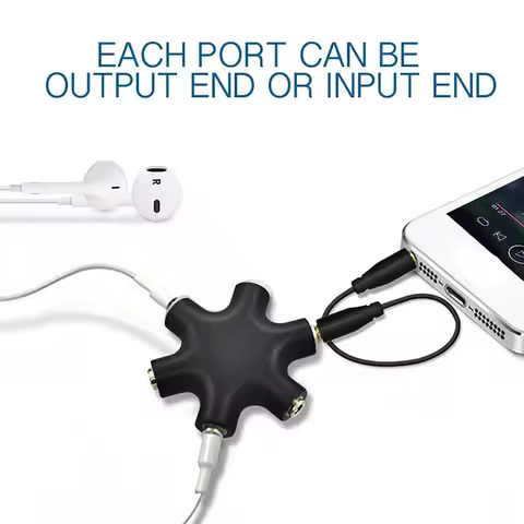 3.5mm Audio Aux Cable Splitter 3.5 Jack 1 Male to 1-5 Female Headphone Port Share Adapter for Tablet