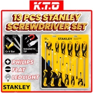 Stanley STHT74967 13PCS Screwdriver Set Magnetic Tips Phillips Flat Blade With LED Light / Pemutar S