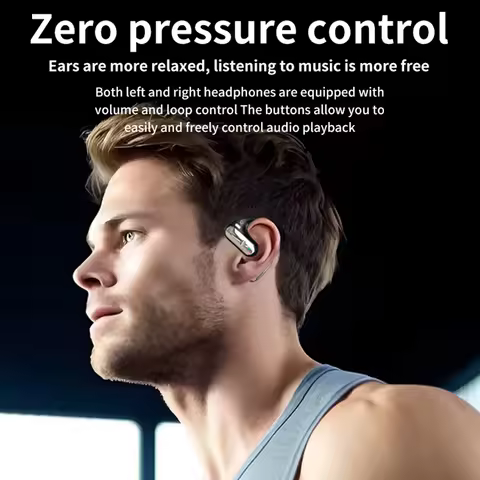 YYK-Q28 Non-In-Ear Bluetooth5.3 Earbuds 144-Language AI Real-Time Translator Sports Hook Design LED 