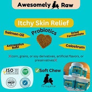 Awesomely Raw Pet Supplement for Dog & Cat Itchy Skin Allergy Relief and Probiotic Immune Booster