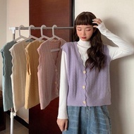 Vest Top Knitwear Sleeveless Knitted Women Sweater Waistcoat Outer Shorts Jacket 1F022.7807 Chubby M