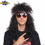 TOPSTORE Halloween Party Cosplay Wig, Fluffy Curvy 70s 80s Rockstar Wig, Vintage Long Punk Mullet Wi