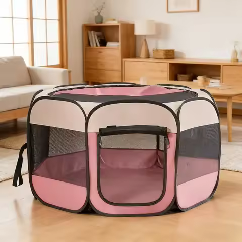 Octagon Foldable Pet Playpen Portable Cat Birthing Room Indoor Playpen for Dogs Cats Rabbits Small A