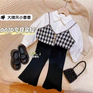 ️ Long-Sleeved Fake 2-Piece Top+Pants Chanel Suit Girls Children