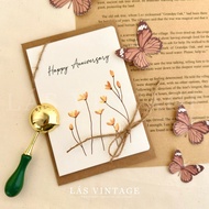 Vintage handmade folded card - happy anniversary - anniversary card with envelope