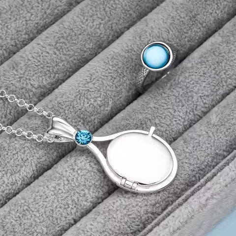 H2O Mermaid Princess Ring Inlaid Blue Crystal Silver Color Charm Girly Jewelry Rings for Women Girls