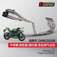 KAWASAKI ZX4R ZX25R AKRAPOVIC STAINLESS STEEL FULL EXHAUST SYSTEM DOUBLE MANIFOLD & MUFFLER SET CARB