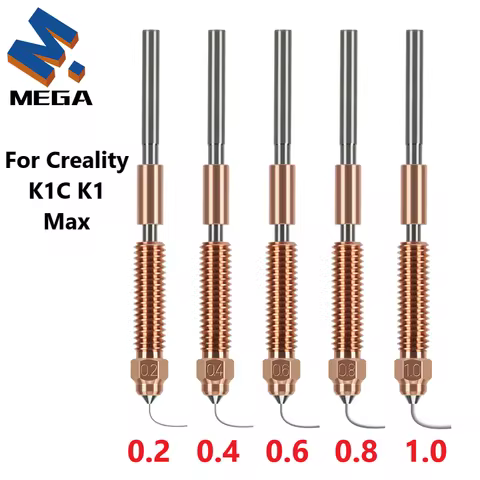 For Creality K1C K1 Max Nozzles 0.2/0.4/0.6/0.8/1.0mm All-in-one Copper Titanium Nozzles High Speed 