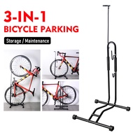 3 in 1 Vertical Bicycle stand Bike Floor Parking Rack Bike Indoor Garage Storage Steady Wheel Holder Repair Holder Rack for MTB