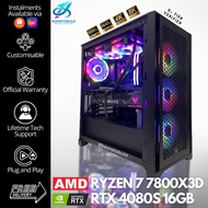 Custom Gaming PC Desktop Computer - AMD Ryzen 7 7800X3D + RTX 4080 SUPER 4080S 16GB - Black Aestheti