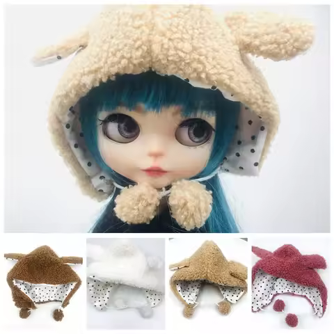 New Handmade 1PCS Cute Blyth Animal Hat Pink/Brown/White for Licca Azone 1/6 Dolls Accessories