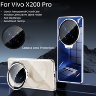 For Vivo X200 Pro Mini X200 X200Pro Case Luxury Crystal Transparent Invisible Camera Lens Stand Hold