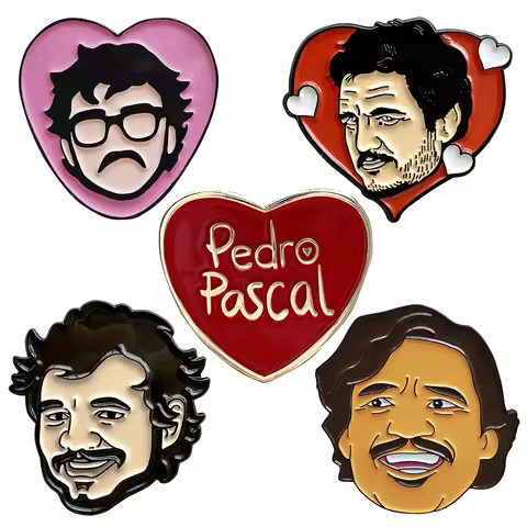 Pedro Pascal Daddy Heart Brooches Badges Metal Enamel Lapel Pins Brooches Jewelry Accessories