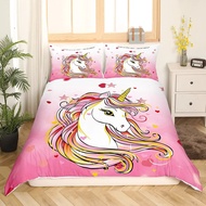 Cartoon Cartoon Unicorn Duvet Cover Cute Magic Animal Duvet Cover Rainbow Shiny Polyester Double Bed