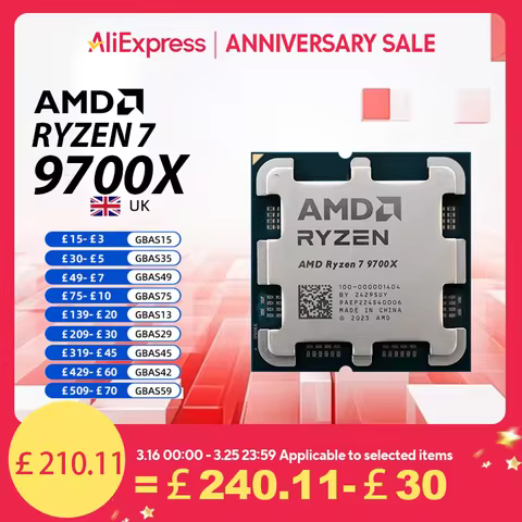 AMD Ryzen 7 9700X MaxBoost 5.5GHz 8-Core 16-Thread Socket AM5 CPU Desktop Gaming Processor for PC Ga