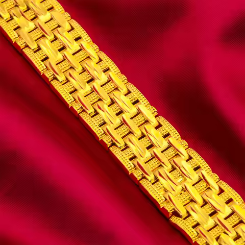 Luxury 24K 9999 Pure Gold real gold Men's 2.0MM Watch Tank Chain Bracelet