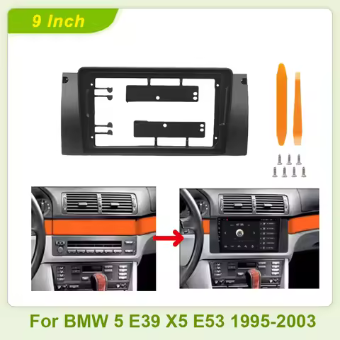 For BMW 5 E39 X5 E53 1995-2003 9INCH 2 Din Car MP5 Stereo Radio Android Frame Panel Fascia Cable Har