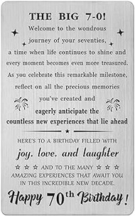 70th Birthday Gifts - Steel Engraved 70th Birthday Card - 70 Year Old Gifts, Celebrate the Big 7-0 B