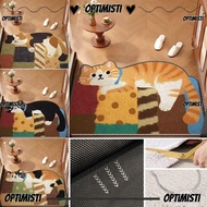 OPTIMISTI8E Cartoon Cat Floor Mat, Quick-Drying 50x80cm Entryway Rug, Cute Water Absorbing Anti-Slip