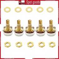 XI 5pcs A500K Potentiometer Splined  Electric Guitar Bass Effect Amp Tone Volume