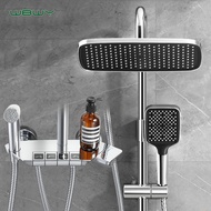 Brass Shower Set, Pressurized Top Shower, Pressurized Shower Head, Lifting Rod, Hot and Cold Shower, Rain Shower Head, Four-Function Button Shower Set