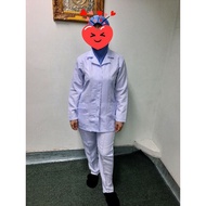 Uniform Nurse Lengan Panjang Uniform Jururawat Staff Nurse KKM Gred A Biru Nila