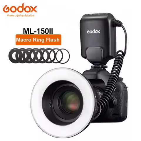 GODOX ML-150II Macro Ring Flash Light + Lens Adapter ML150 II Speedlite For DSLR Cameras Canon Nikon