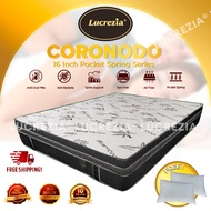 Free Shipping / LUCREZIA Coronodo 16 inch Pocket Spring Foam Box Mattress /  Tilam / 床垫 Single King
