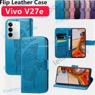 Flip Leather Phone Case For Vivo V27 E V27e V27 pro V27pro V 27e Magnetic Wallet Bracket Casing Shoc