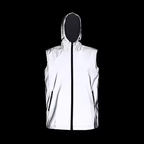 Night Safety Vest Double Fabric Windbreaker Hooded Jacket Men Waterproof Zipper Safety Jackets