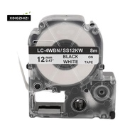 5 Pack Replace -4WBN LC-4WBN9(SS12KW) Label Tapes for  LabelWorks LW300 LW400 LW500 LW700 Black On W