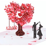 Pop Up Anniversary Card, 3D Love Tree Hearts Couple Wedding Card for Her, Wife, Husband, Him, Couple