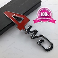 Red Black Chrome Metal 3D Car Styling Sticker 4WD