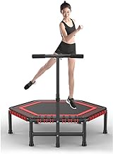 Home Office Trampoline for Adults Kids Indoor Fitness Trampoline 50 Inch with Adjustable Handrail Trampette Bounce Exercise Trampolines Rebounder for Outdoor/Garden Workout Maxim Load 375 Kg