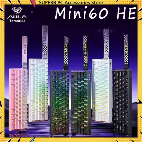 AULA Mini60 HE Magnetic Switch Keyboard RGB Three-Mode Wireless Mechanical Keyboard 8000Hz 0.01mmRT 
