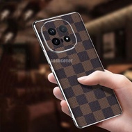 For iQOO 15 5G 2025 iQOO15 iqoo15 Soft Case Luxury Cube PU Leather Full Protection Shockproof Cover 